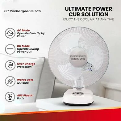 Defender/Kennede KN-2912 Rechargeable Multi-Function Table Fan -12 inch