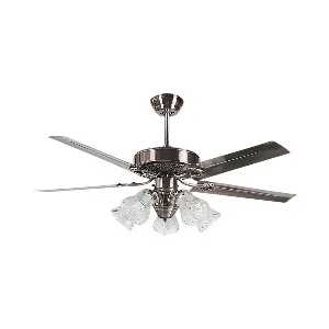 Qulik Luxoria UL 52" -Glass Flower Lampshade Copper Motor Remote Control Under-light Ceiling Fan Q-8118-AC