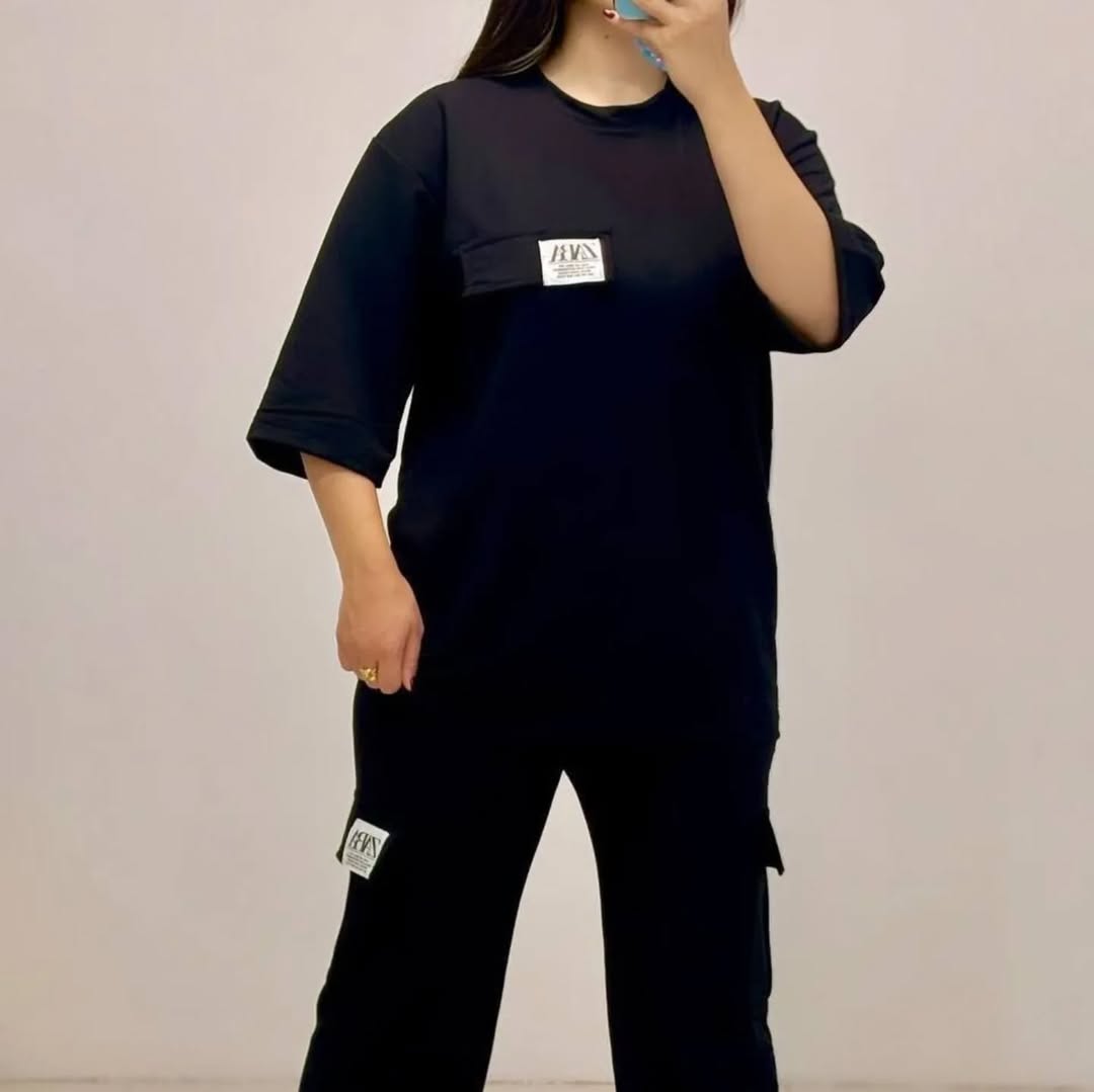 Women's Drop Shoulder T-Shirt and Trouser Set, Lycra 190 to 200 GSM