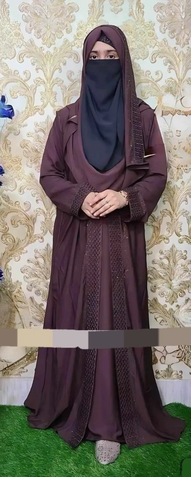 Embroidery Koti Borka with Hijab, Lengths 52 to 56