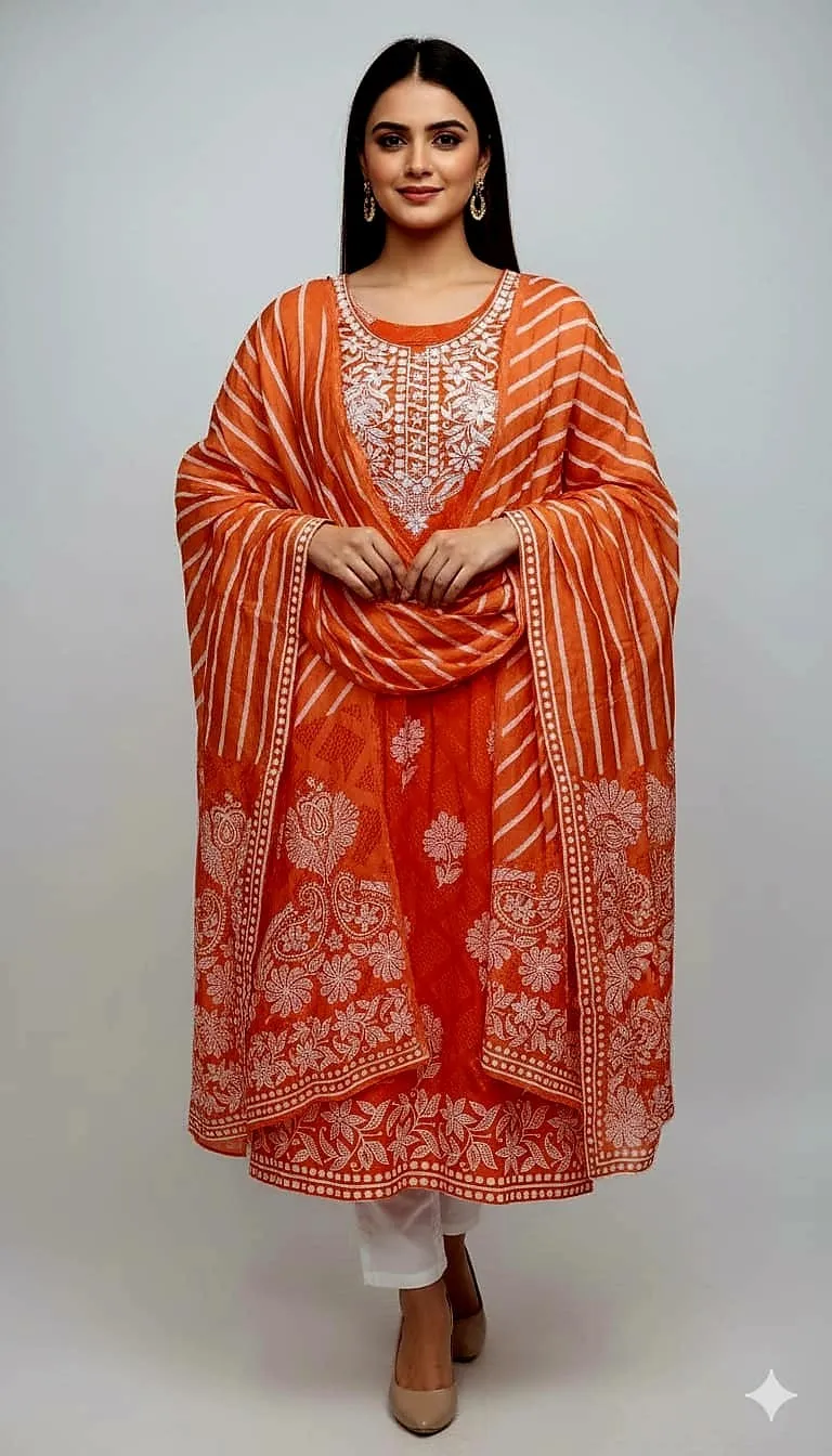 Women's Linen Three Piece with Embroidery and Sequin Work