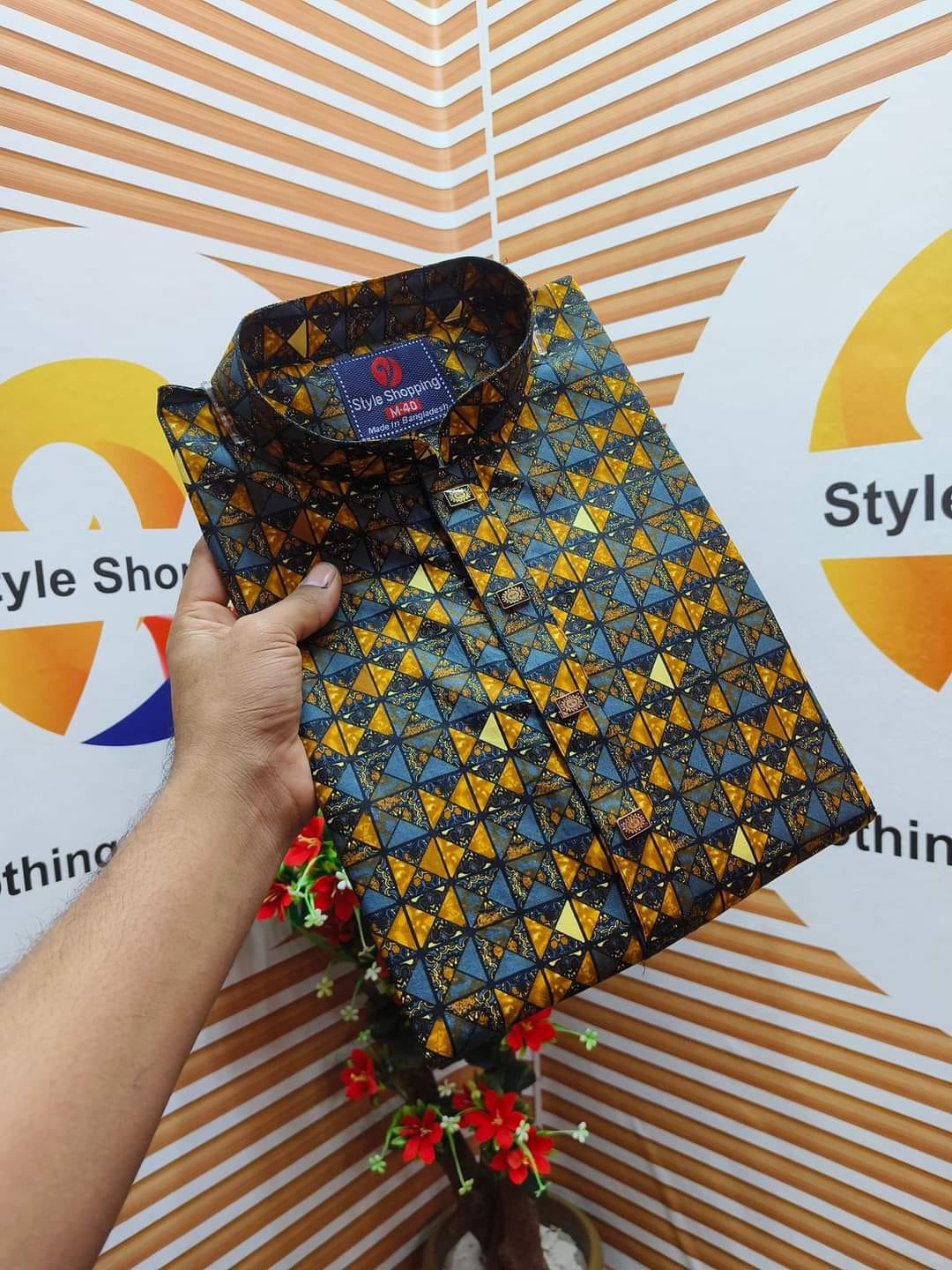 Men's Cotton Print Panjabi with Snap Buttons, Sizes M to XL