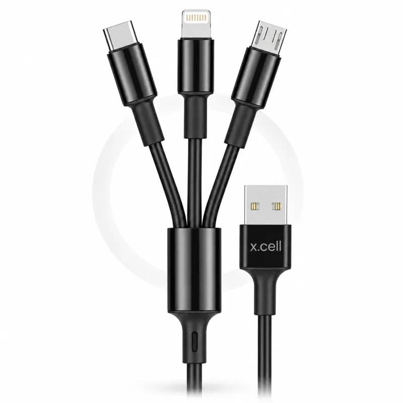 X.Cell 3-in-1 Multi Charging Cable – 1.2M USB-C, Lightning & Micro-USB