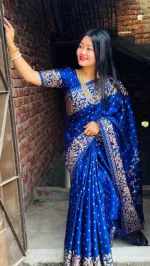 Women's Screen Print Silk Saree, Blouse Piece, 6 Colour Choices