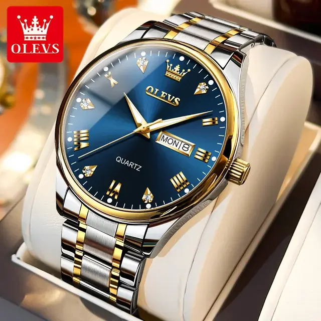 Olevs 5563 Luxury Fashion Round Women’s Watch – Silver & Blue