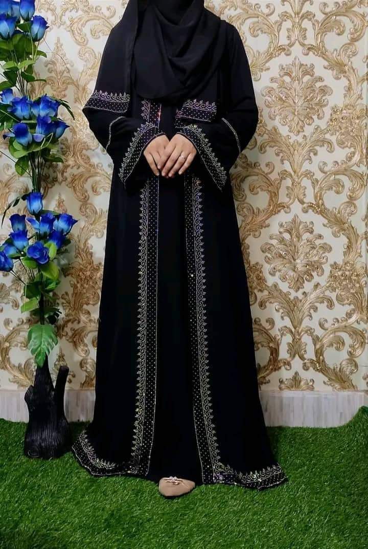 Koti Borka Full Set with Stone Work and Hijab, 5 Colours