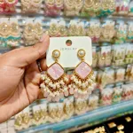 Elegant Pastel Pink Pearl Statement Earrings