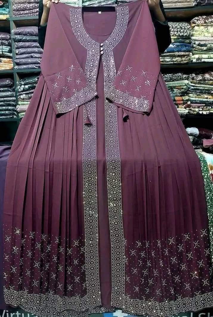 Munjerin Stone Work Koti Borka with Hijab, 4 Colours
