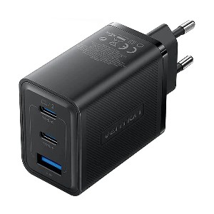 Vention FERB0-EU 3-Port USB & Dual USB-C 65W GaN Black Charger (2 Pin, EU)