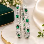 Royal Emerald Green American Diamond-Cut Kada Bangle Set (2 Pieces)