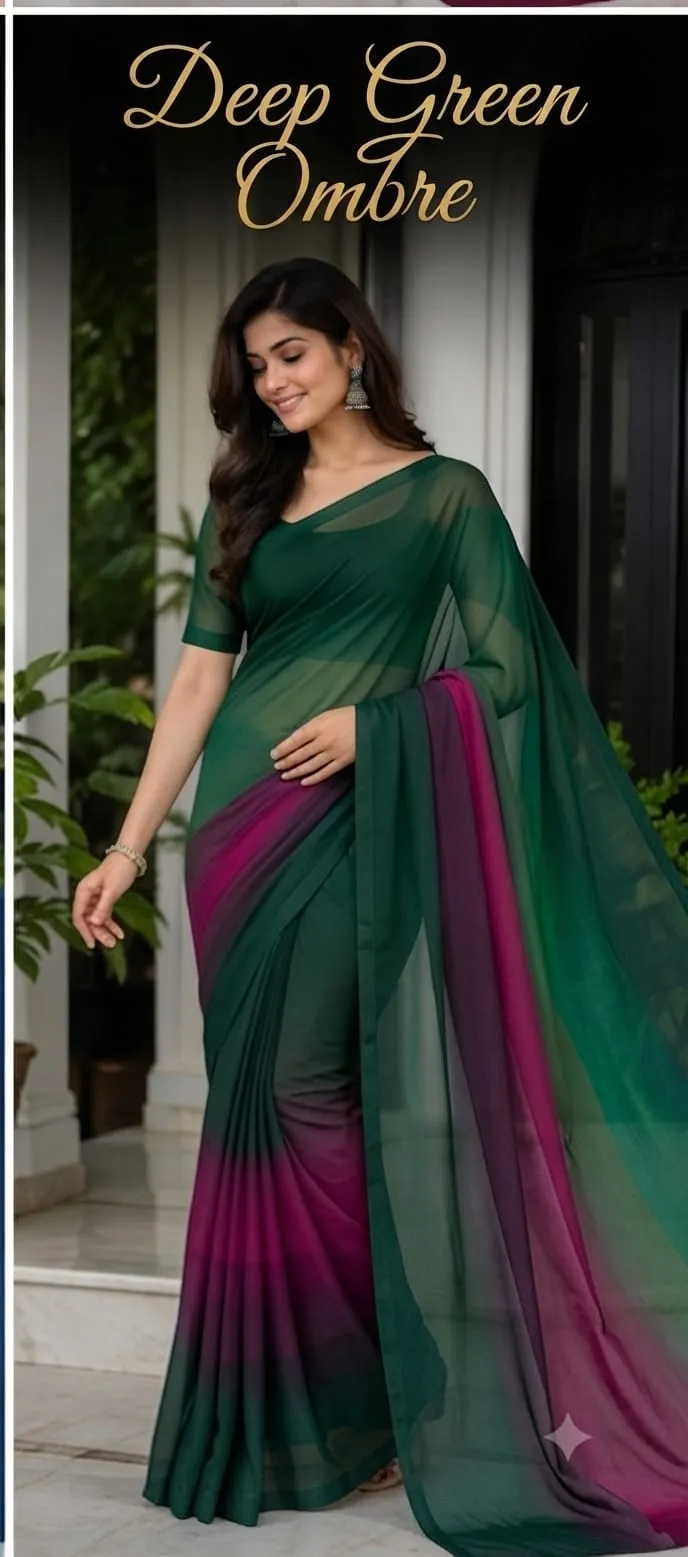 Rongdhonu Georgette Saree for Party and Casual Wear, 5 Colours