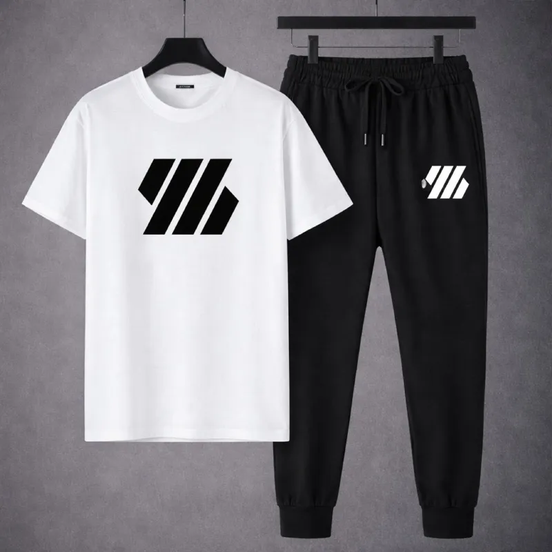 Men's Two-Piece Mesh Jersey Combo, Printed Tee and Trouser