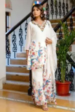 Georgette Western Three Piece with Print and Embroidery