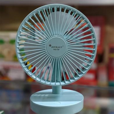 Joykaly YG-735 Rechargeable Portable Desk Fan – 2400mAh Lithium Battery, 3-8 Hours Backup, 90° Adjustable Angle, 3-Blade Cooling Fan for Home & Office