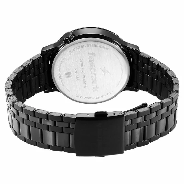 Fastrack NS3301NM01 Exuberant Quartz Multifunction Black Dial Stainless Steel Strap Watch