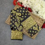 Premium Silk Katan Saree Combo Set - Black