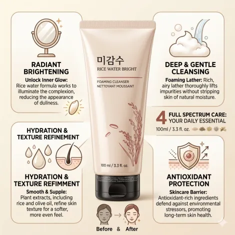 The Face Shop Rice Water Bright Foaming Cleanser 100ml (Korea)