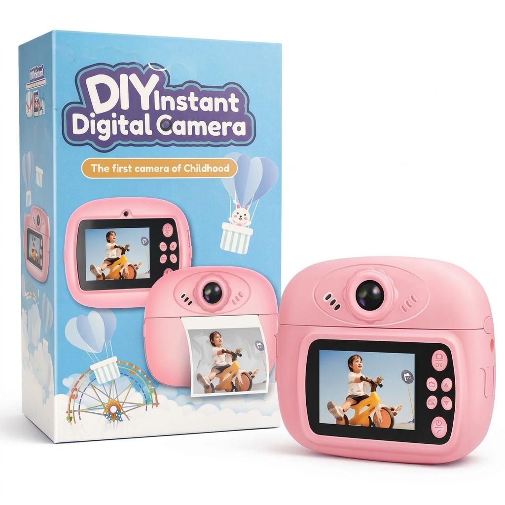 Kids' Instant Print Digital Camera – Rechargeable, 1080p Video, Zero-Ink Printing