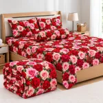 5 Piece 3D Print Comforter Set with Velvet Bed Sheet, 3 Colours