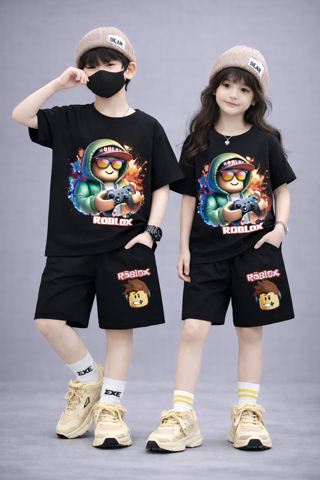 Kids' 200 GSM Drop Shoulder Tee and Pant Set, Sizes 2-3Y and 4-5Y