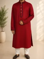 Men's Pure Cotton Panjabi with Body Embroidery, Sizes 38 to 44