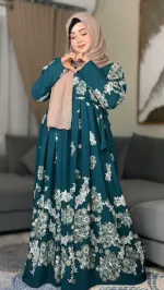 Alpona Digital Print Gown Borka, Cherry Fabric