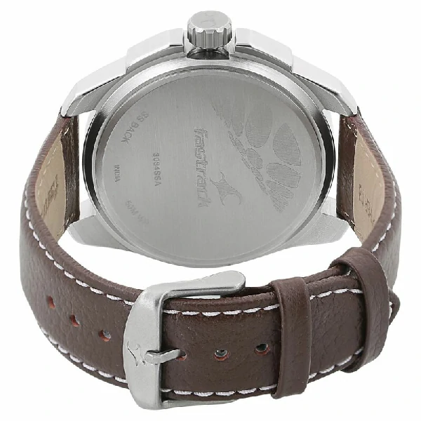 Fastrack NR3084SL02 Quartz Analog Grey Dial Leather Strap Watch