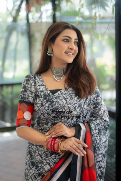 Eid Silk Saree with Digital Print and Blouse Piece, 12 Haath