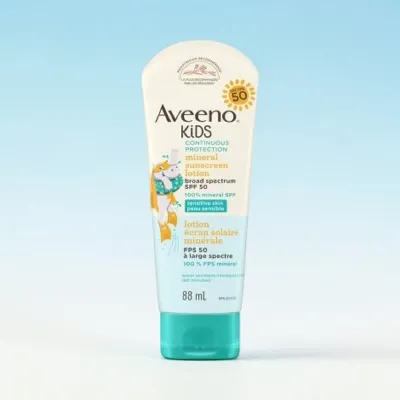 Aveeno Kids Continuous Protection Mineral Sunscreen Lotion SPF 50 88ml (Canada)