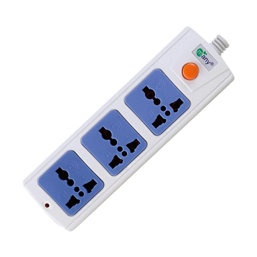 Many MTS-1103 2 Pin 3 Port Power Strip, 10 Meter, White