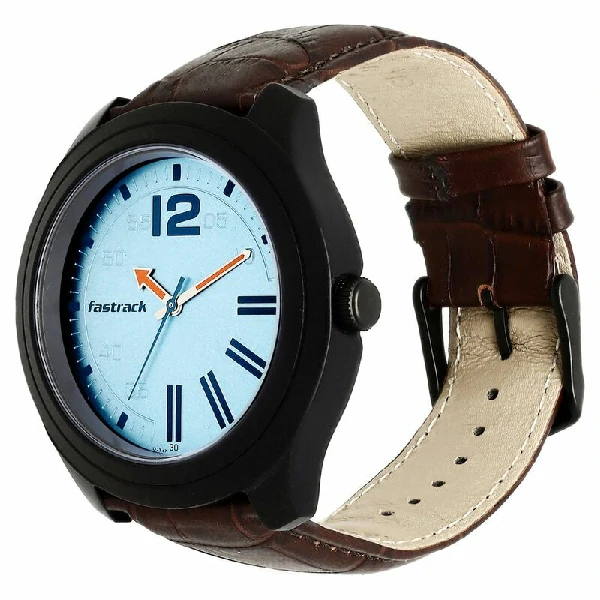 Fastrack NP3198AL02 Road Trip Quartz Analog Blue Dial Leather Strap Watch