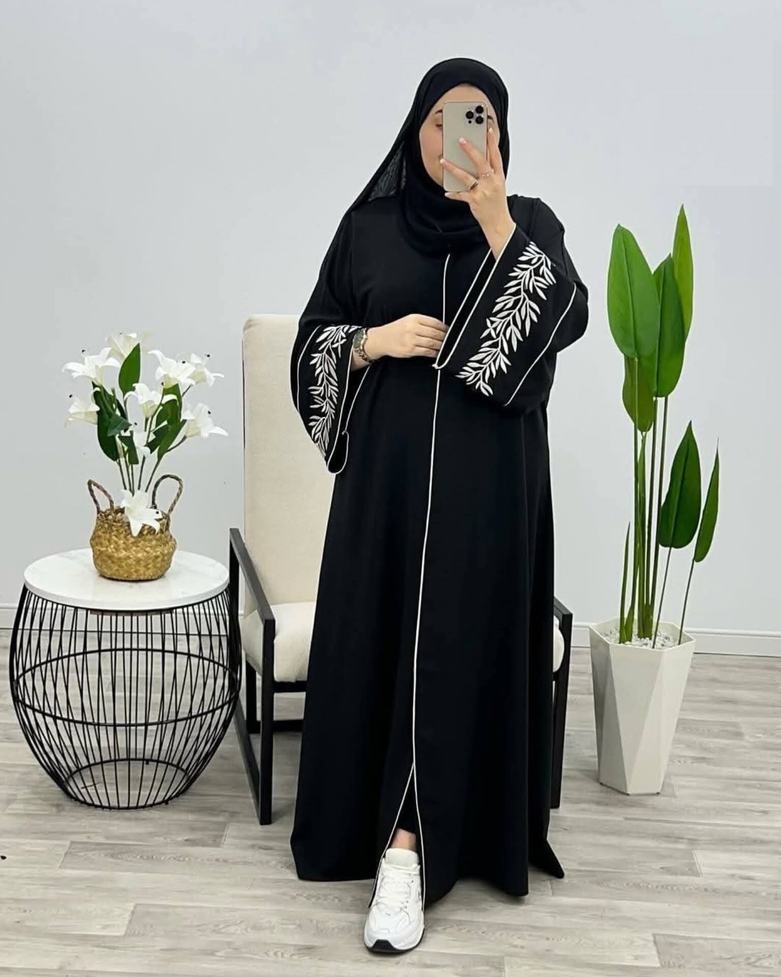 Embroidered Gown Borka with Hijab, Sizes 50 to 58
