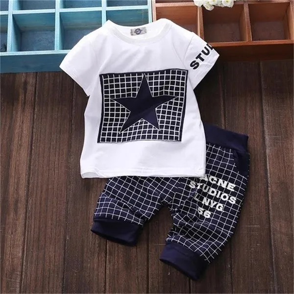 Summer New Style Baby Children'S Short-Sleeved Two-Piece Suit For Boys And Girls Five-Pointed Star