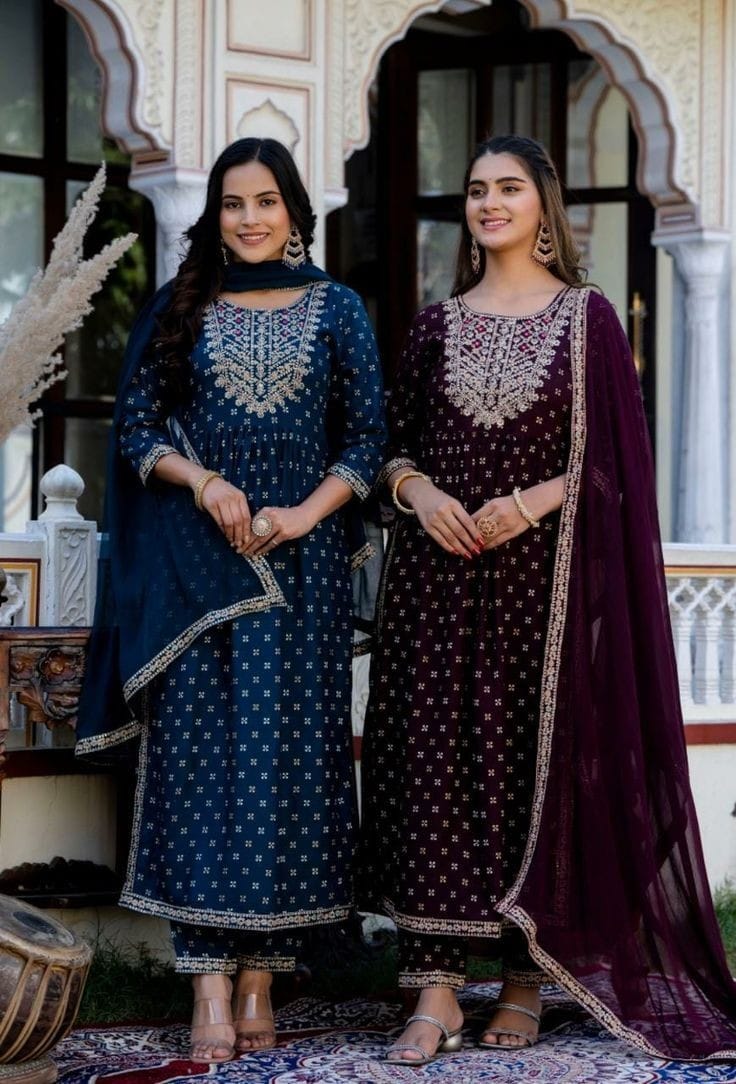 Nayra Cut Three Piece with Gharara Salwar, Free Size