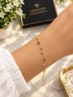 Premium Gold Stainless Steel Floral Charm Bracelet