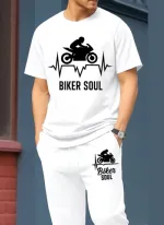 Men's DTF Print Cotton T-Shirt and Trouser Combo, 6 Colours