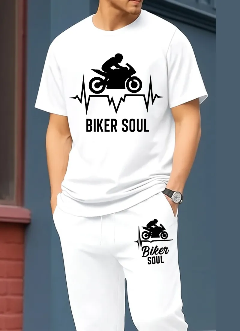 Men's DTF Print Cotton T-Shirt and Trouser Combo, 6 Colours