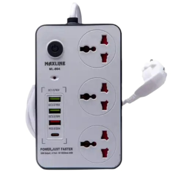 Maxline ML 804 4 USB Fast Charging Multiplug Power Strip