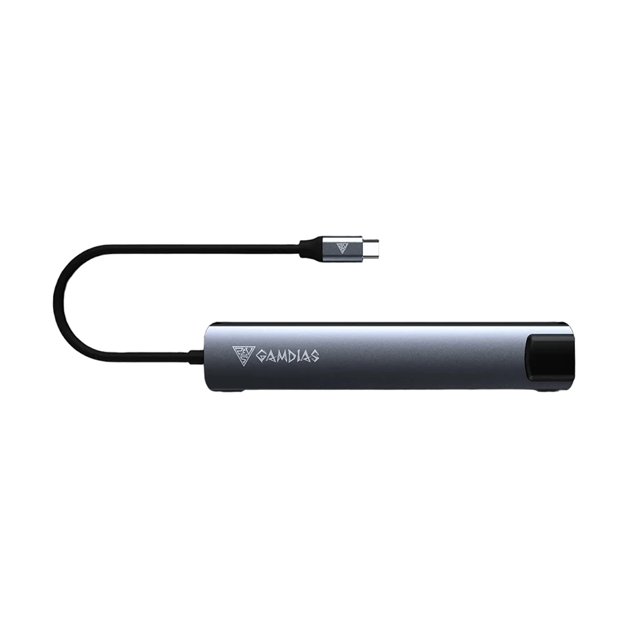 GAMDIAS MERCURY M1-800 USB-C to HDMI, LAN, SD & microSD Hub Gray