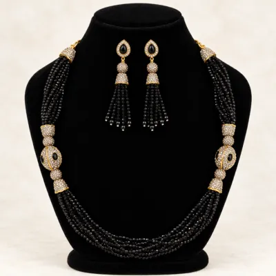 Premium Turkish Crystal & Antique Ball Necklace Set
