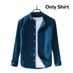 Men's Solid Colour Ban color Shirt (petrol)