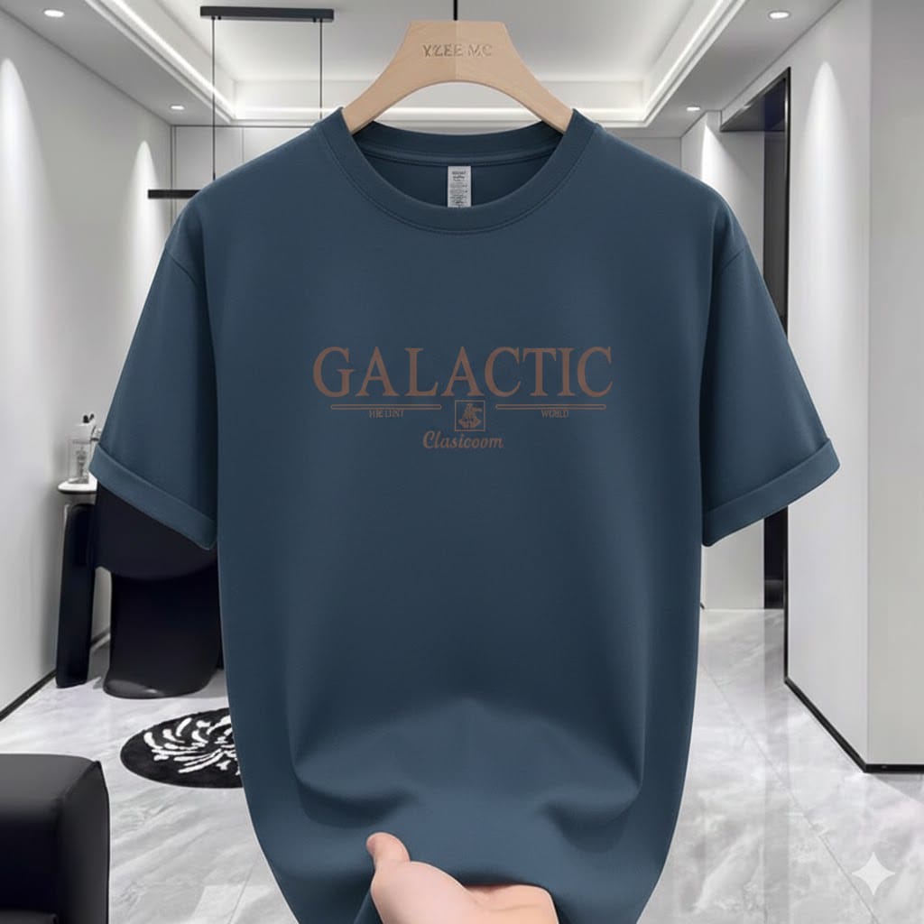 Men's 220 GSM Drop Shoulder Printed T-Shirt, Soft Cotton-Spandex
