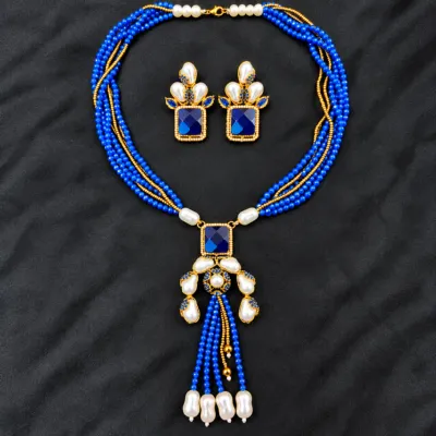 Premium Turkish Crystal and Pearl Necklace Set