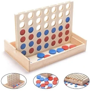 Connect 4 in a Row Wooden Board Game