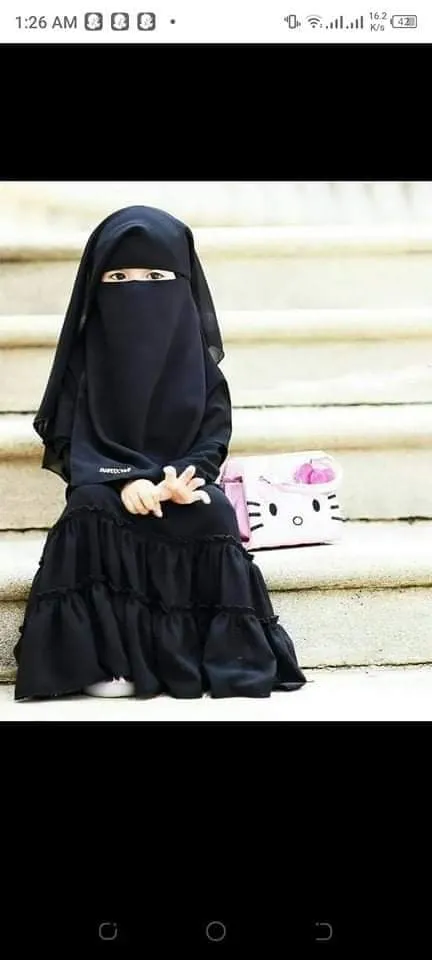 Little Girls' Cherry Fabric Borka and Hijab, Sizes 26 to 34
