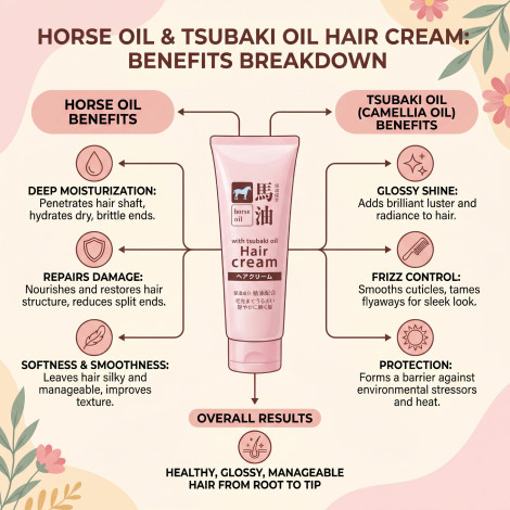 Kumano Cosme Horse Oil With Tsubaki Oil Hair Cream 160g (Japan)