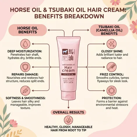 Kumano Cosme Horse Oil With Tsubaki Oil Hair Cream 160g (Japan)
