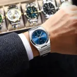 POEDAGAR 930 Men's New Luxury Luminous Date Week Stainless Steel Quartz Watch For Men (Butterfly Lock)