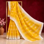 Traditional Sylheti Handloom Cotton Manipuri Saree with Shiuli Flower Motif