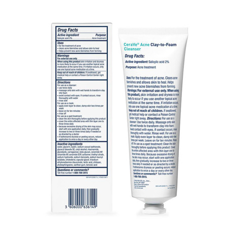 Cerave Acne Clay-to-Foam Cleanser 118ml (USA)
